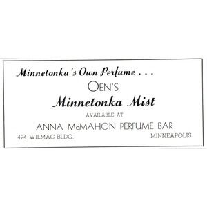 Oen's Minnetonka Mist Perfume Anna McMahon Perfume Bar 1940 Magazine Ad AF1-OM